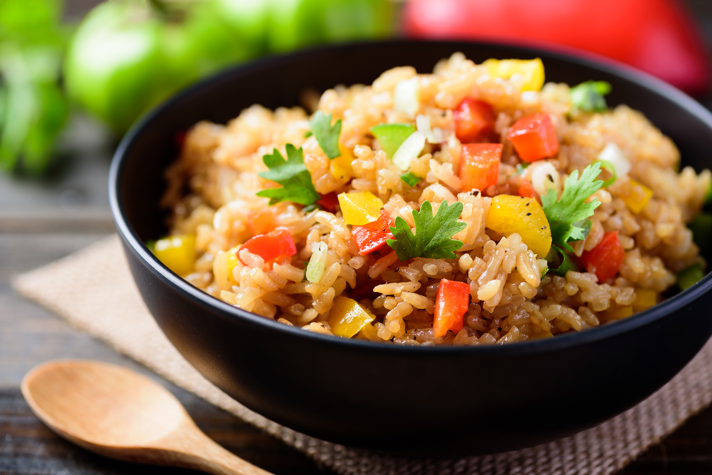 Fried rice with vegetables, Asian food